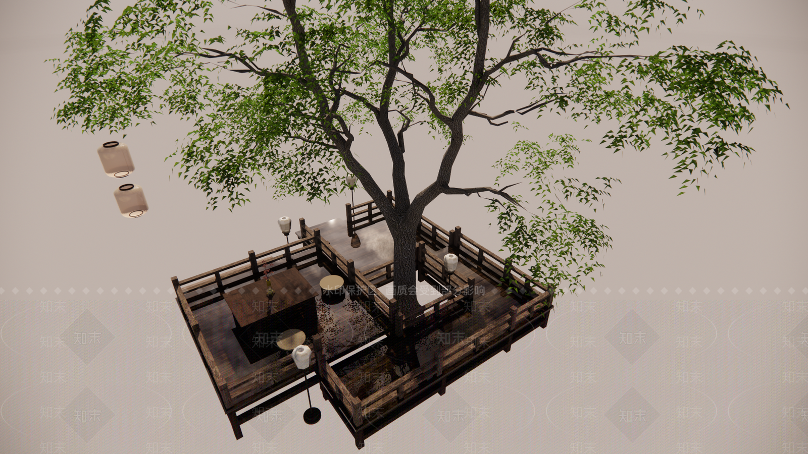 中式中古台阶景观SU模型下载【ID:1204725303】