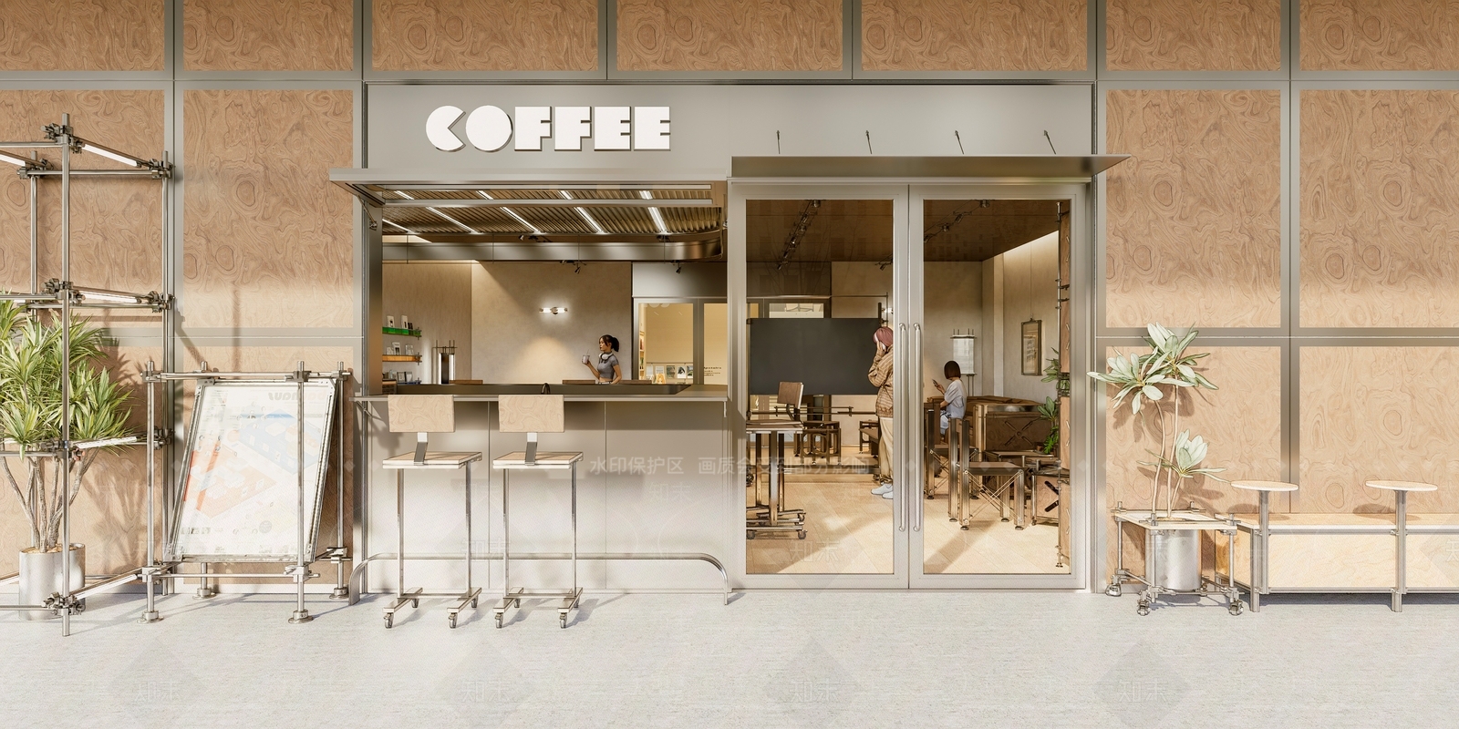 复古侘寂咖啡厅SU模型下载【ID:1204693975】