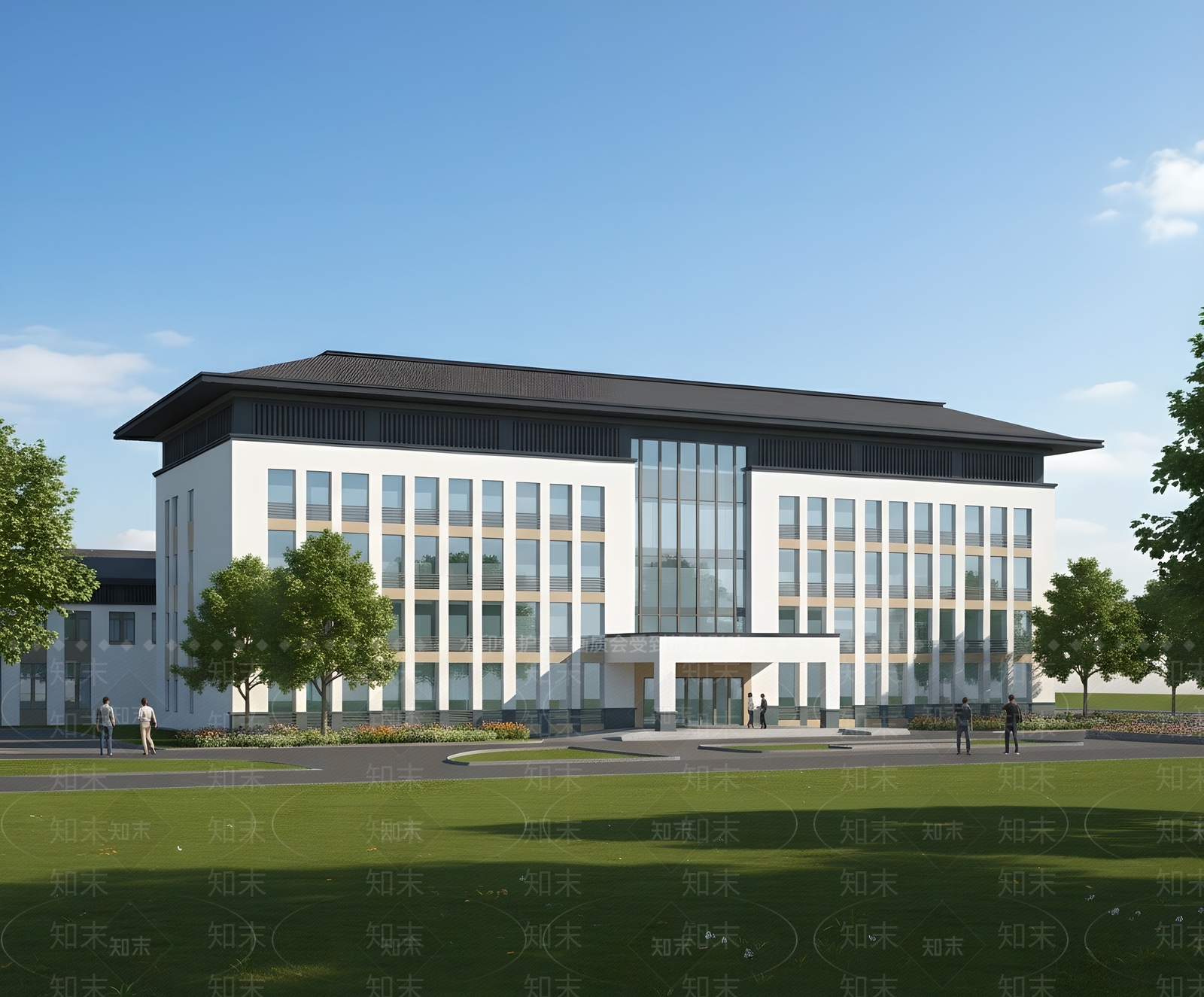 新中式中式办公楼SU模型下载【ID:1204695921】