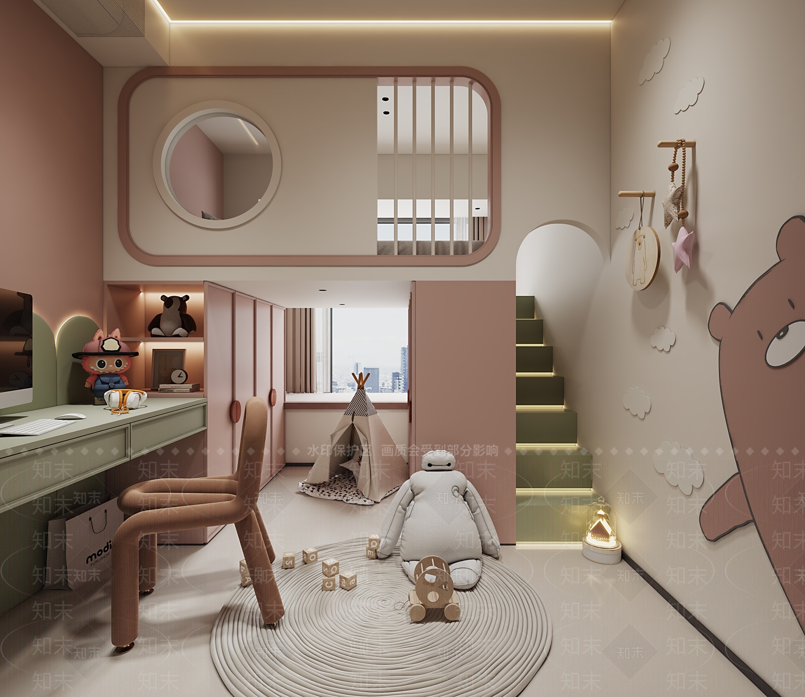现代通用儿童房3D模型下载【ID:1204699300】