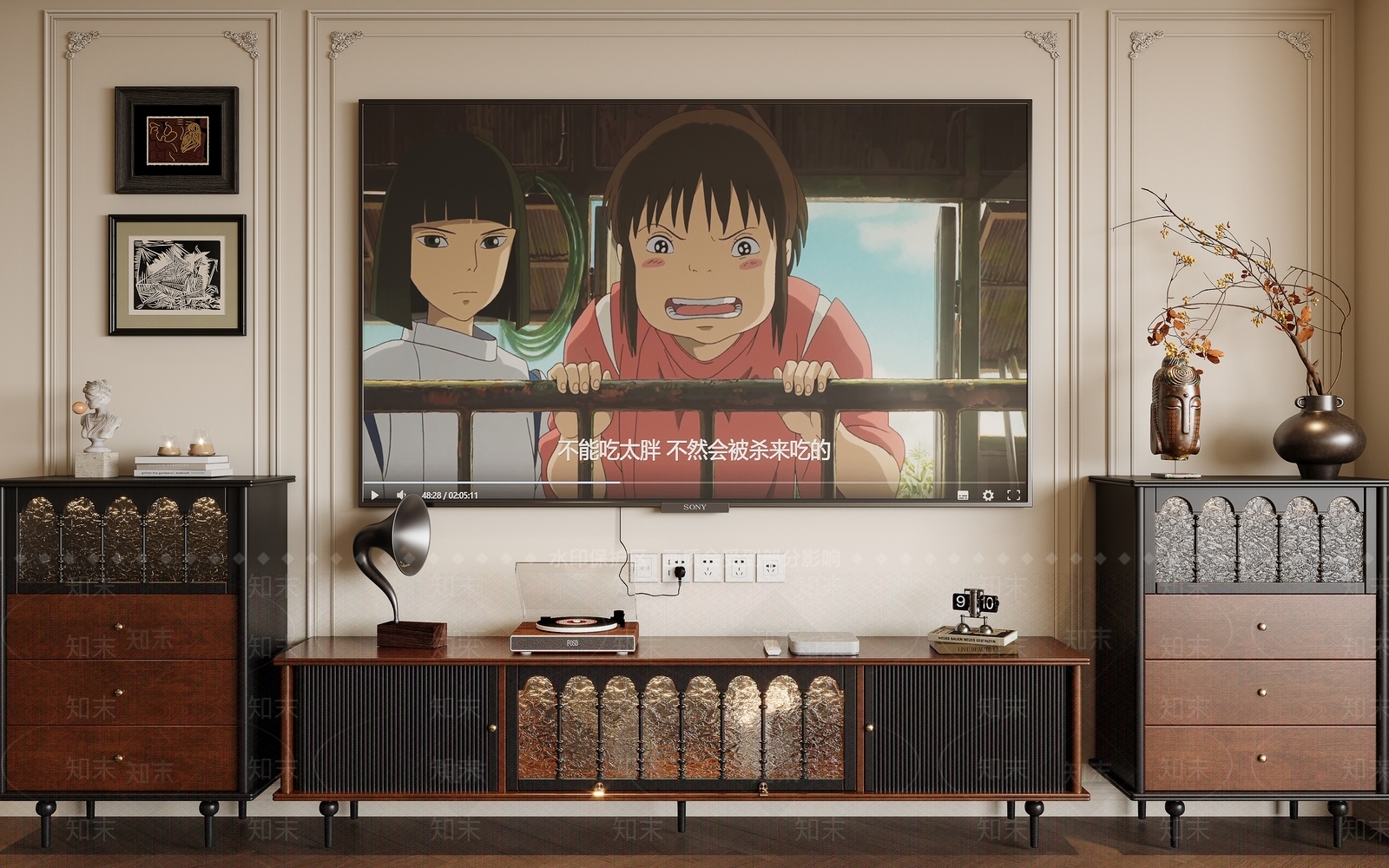 法式中古电视柜SU模型下载【ID:1204699941】