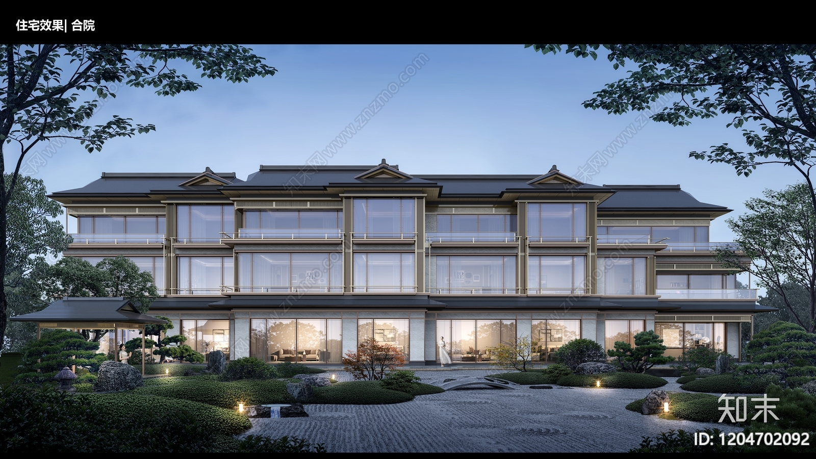 新中式现代别墅建筑下载【ID:1204702092】