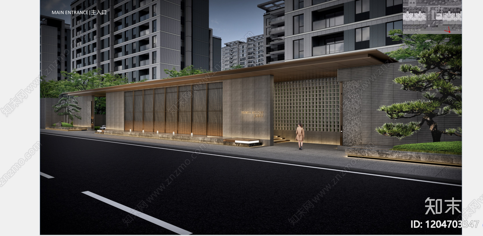 现代小区景观下载【ID:1204703347】