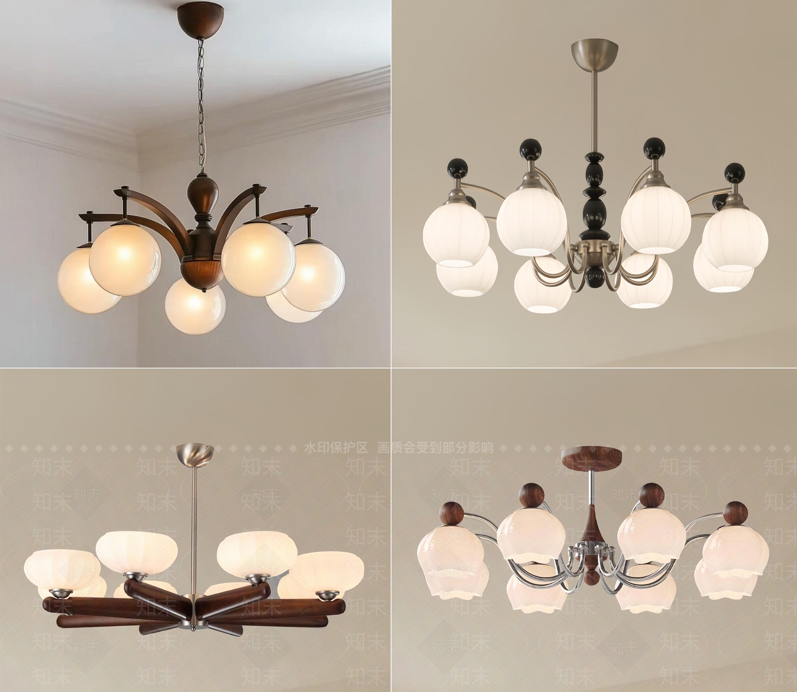 美式中古吊灯3D模型下载【ID:1204705314】