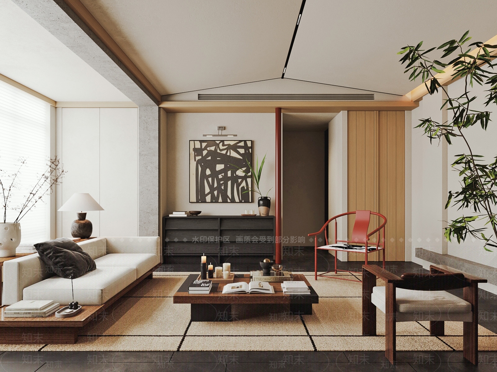 现代新中式家居客厅3D模型下载【ID:1204709376】