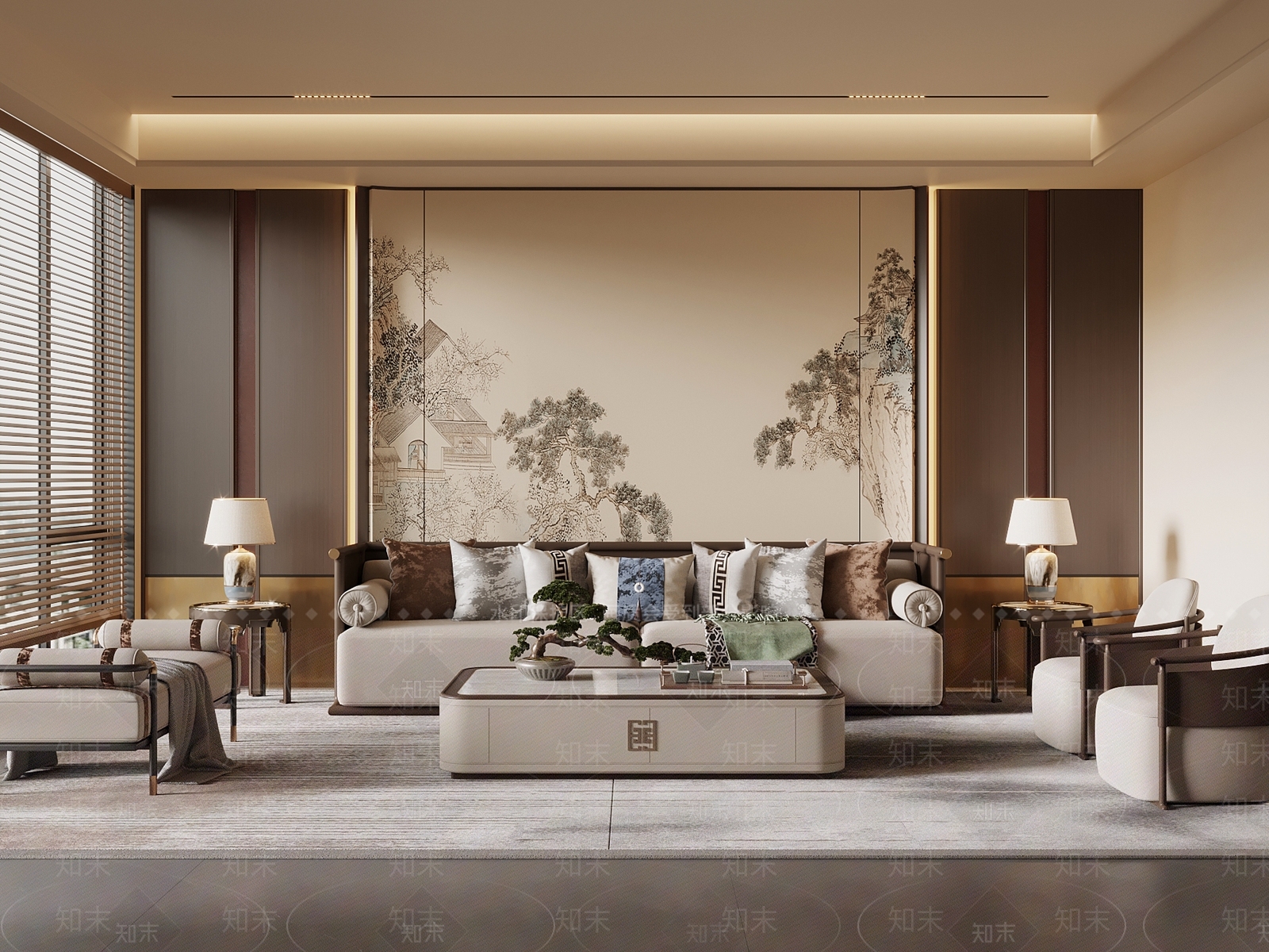 新中式家居客厅3D模型下载【ID:1204710640】