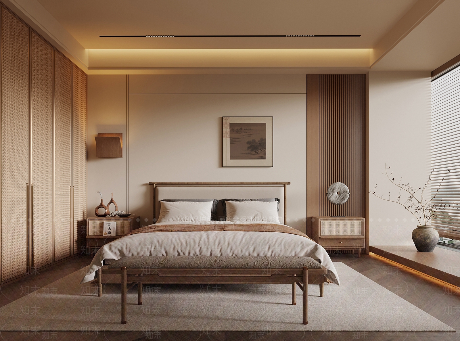 新中式家居卧室SU模型下载【ID:1204711226】