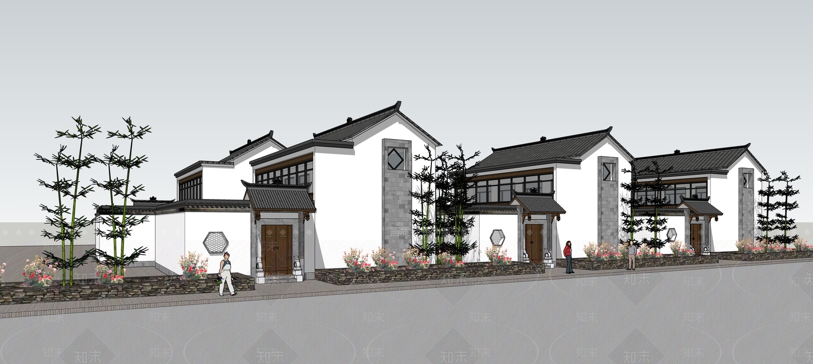 新中式乡村民房SU模型下载【ID:1204714140】
