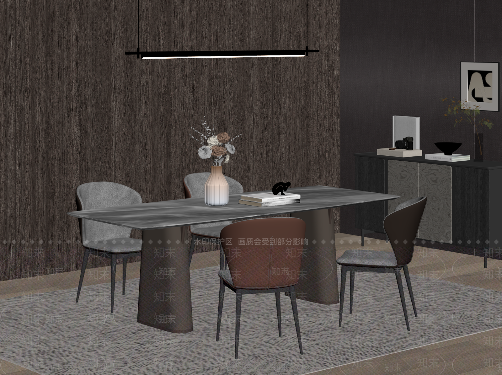 现代意式餐桌椅SU模型下载【ID:1204717358】