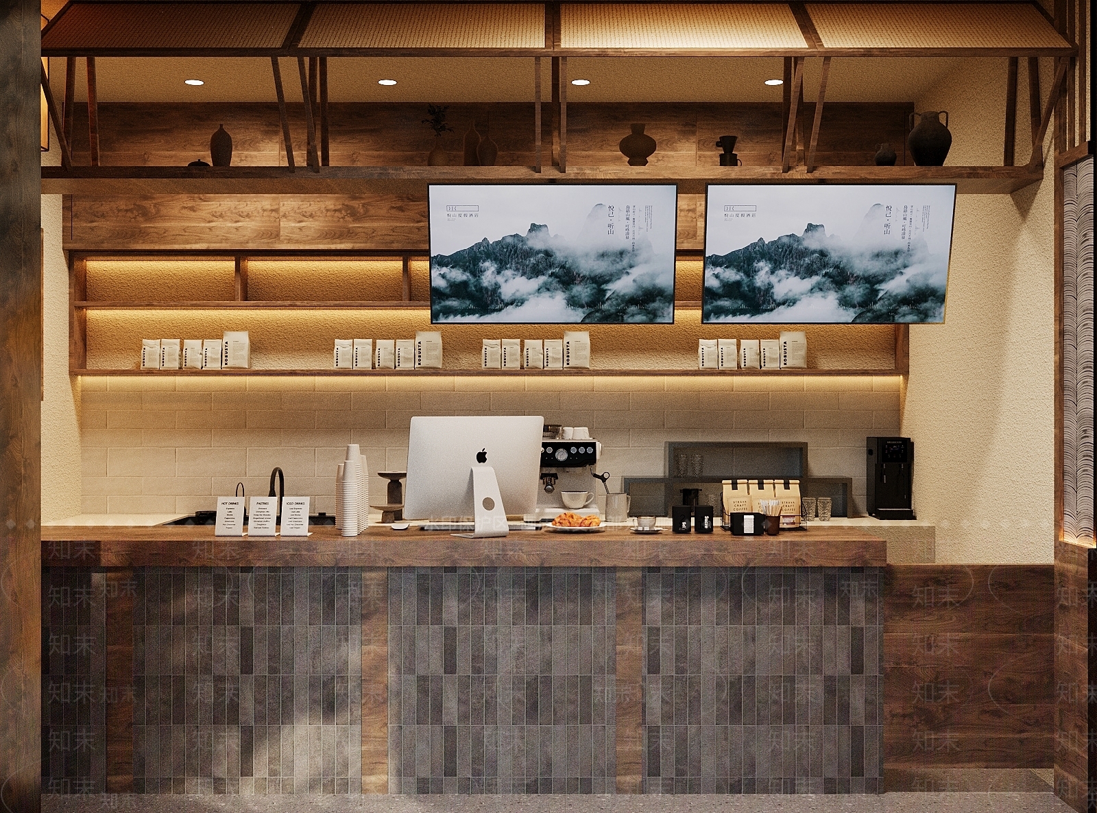 侘寂新中式奶茶店3D模型下载【ID:1204722889】