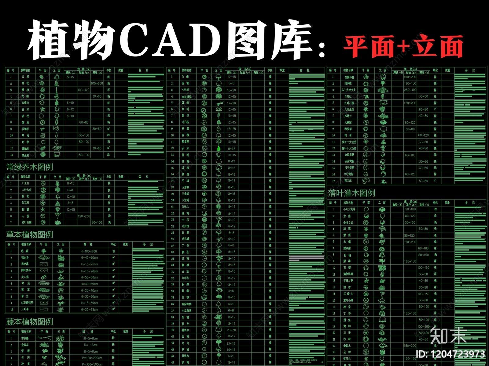 现代植物配置图库施工图下载【ID:1204723973】