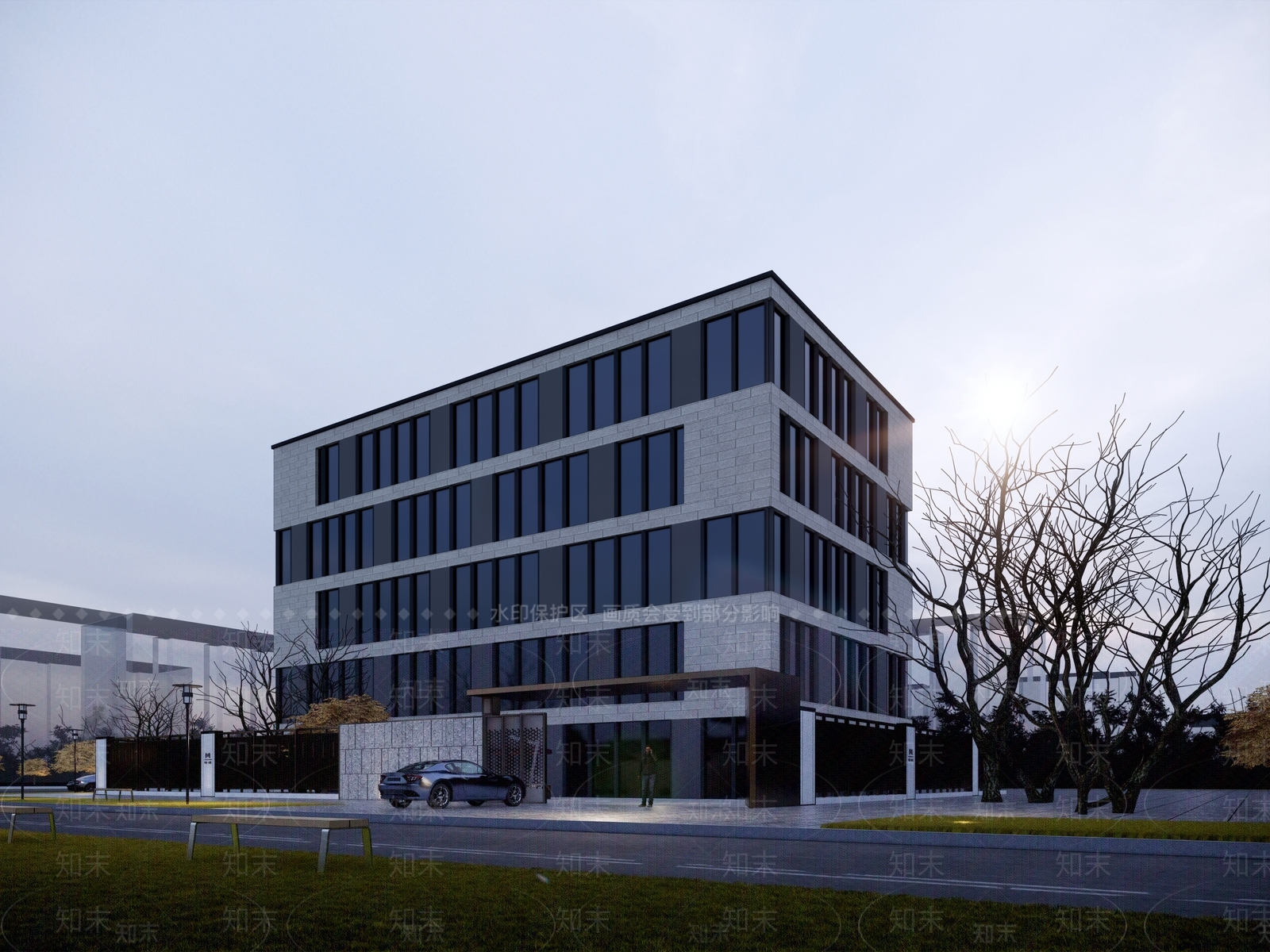 现代简约酒店建筑SU模型下载【ID:1204724982】