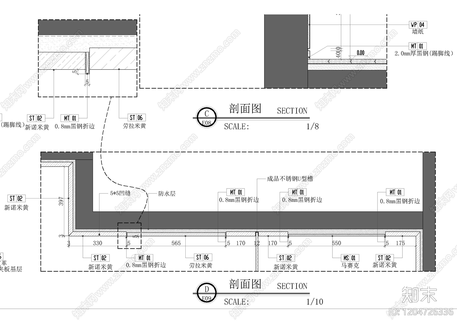 现代窗节点cad施工图下载【ID:1204726336】