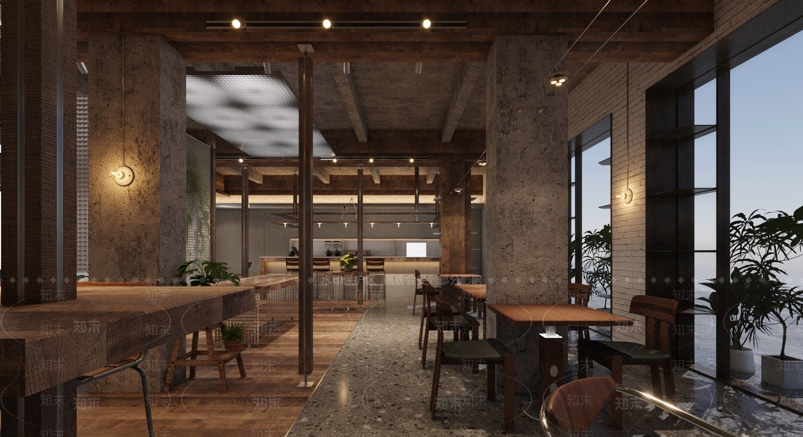工业原木咖啡厅3D模型下载【ID:1204728512】