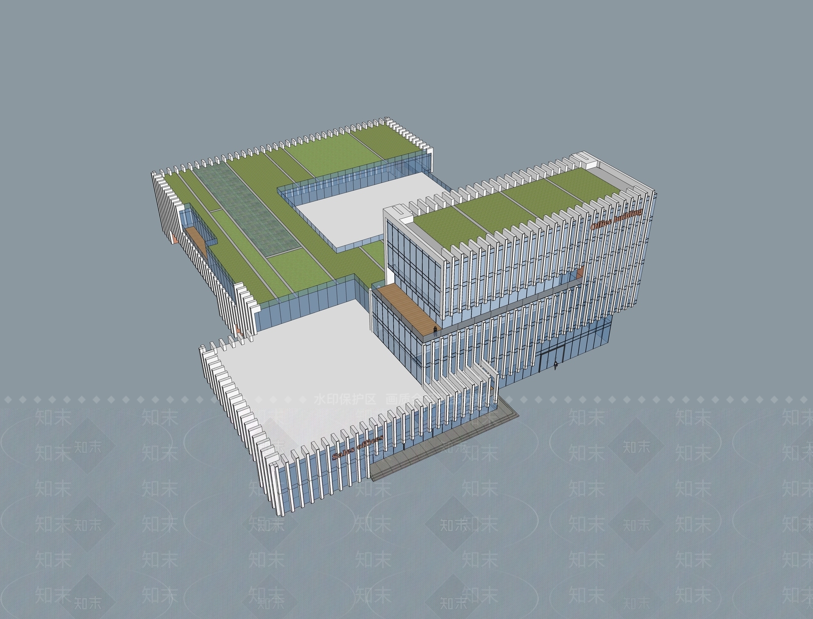 现代产业园办公楼SU模型下载【ID:1204728105】