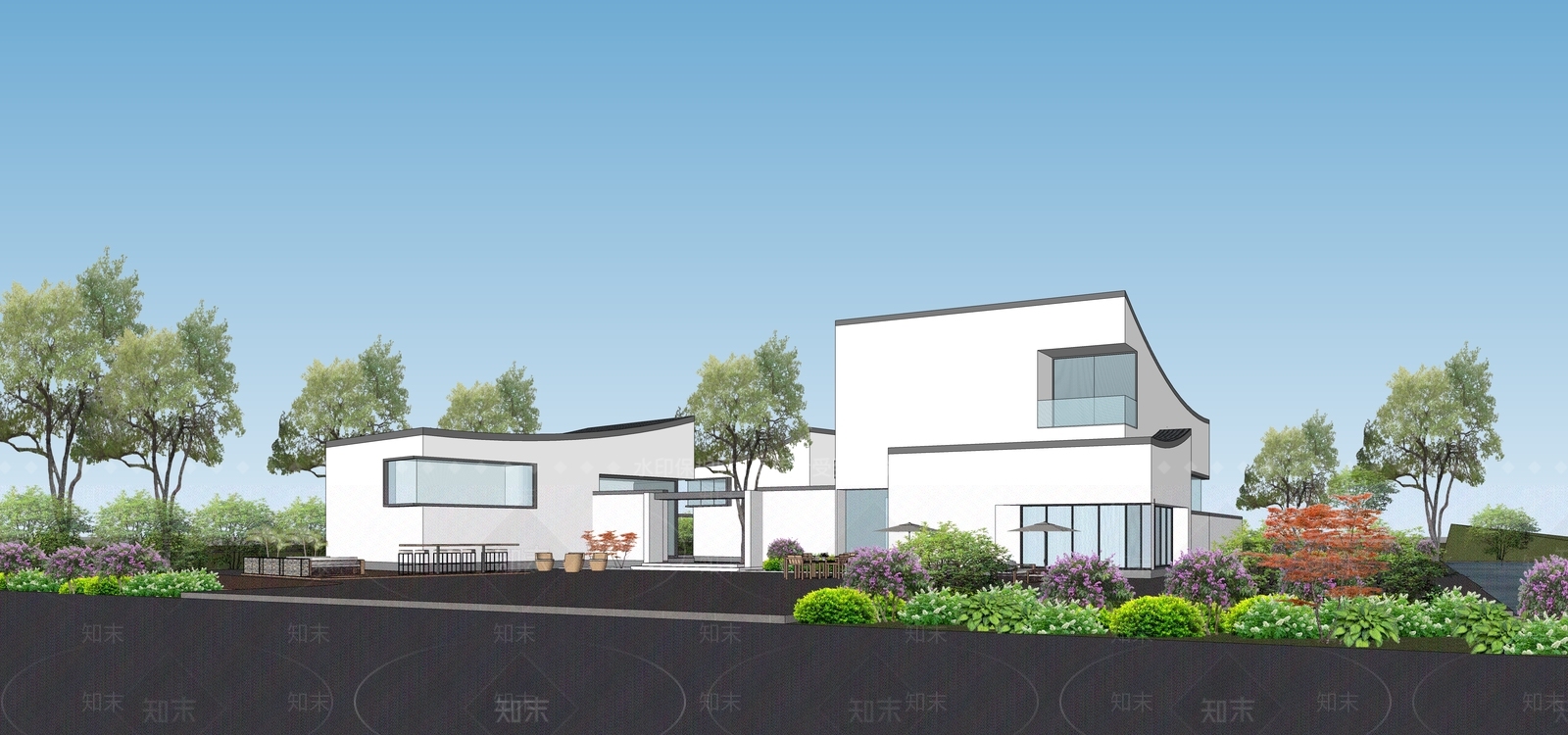 新中式民宿建筑SU模型下载【ID:1204728325】