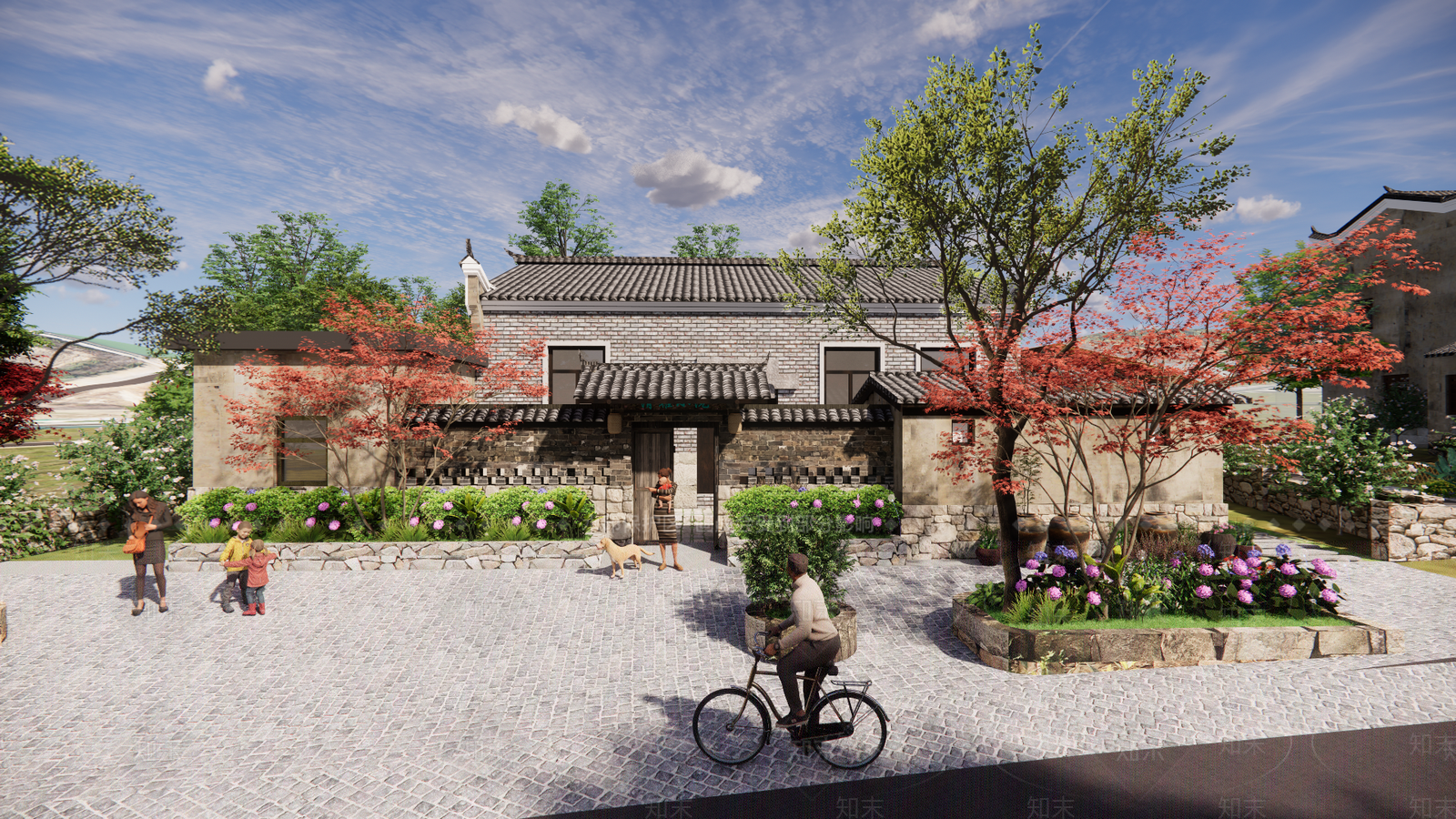 中式复古古建筑SU模型下载【ID:1204729709】