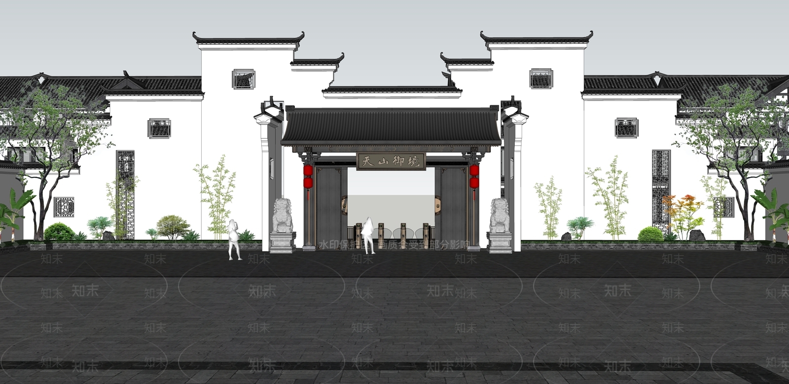 中式新中式入口大门SU模型下载【ID:1204731882】