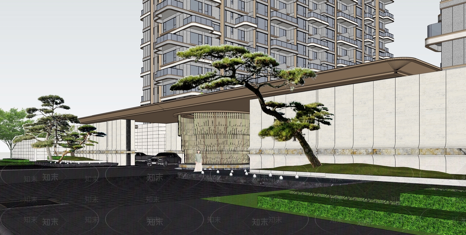 现代轻奢入口大门SU模型下载【ID:1204734448】