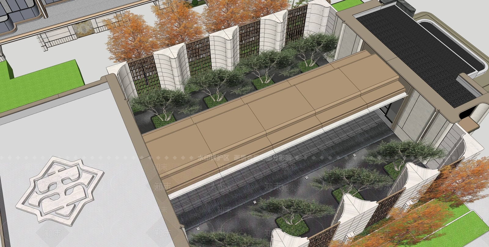 现代轻奢小区景观SU模型下载【ID:1204734520】