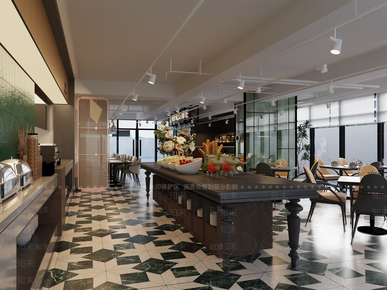 现代工业自助餐厅3D模型下载【ID:1204736228】