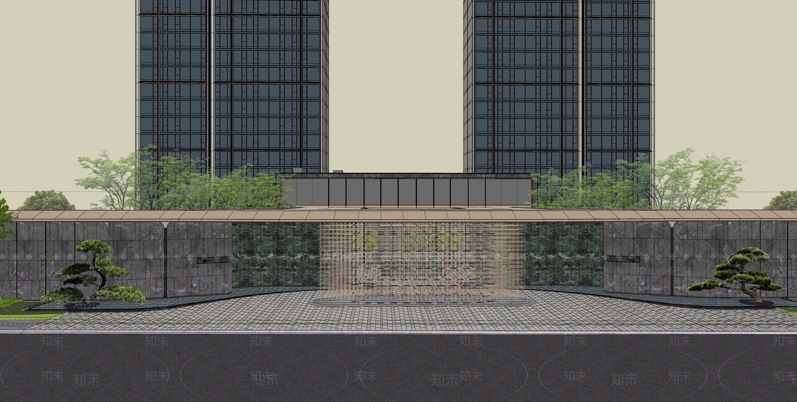 现代轻奢入口大门SU模型下载【ID:1204735426】