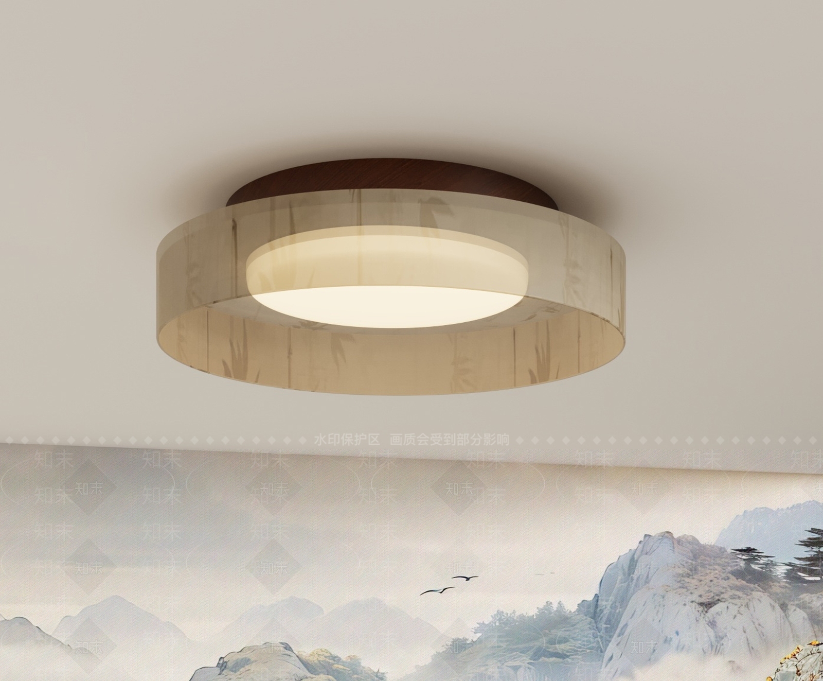 新中式禅意吸顶灯3D模型下载【ID:1204736262】