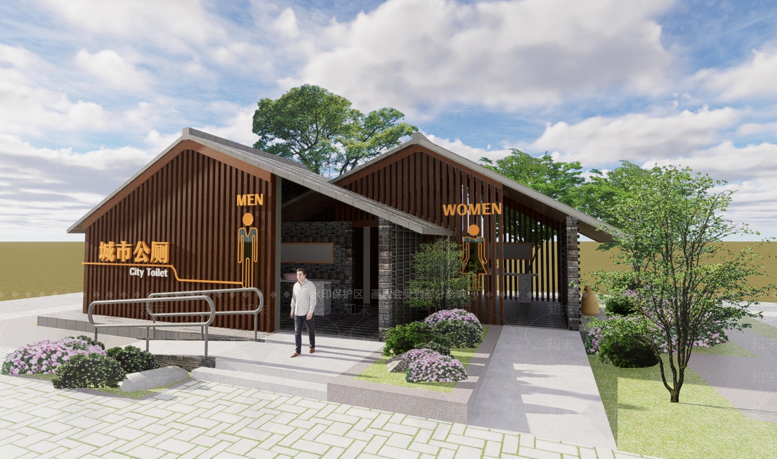 现代新中式小公建SU模型下载【ID:1204737168】