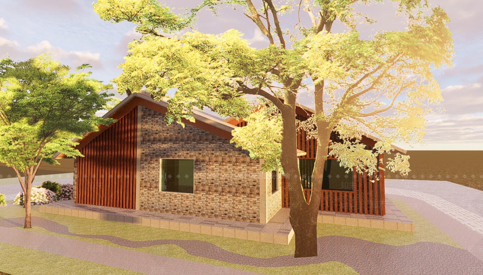 现代新中式小公建SU模型下载【ID:1204737168】