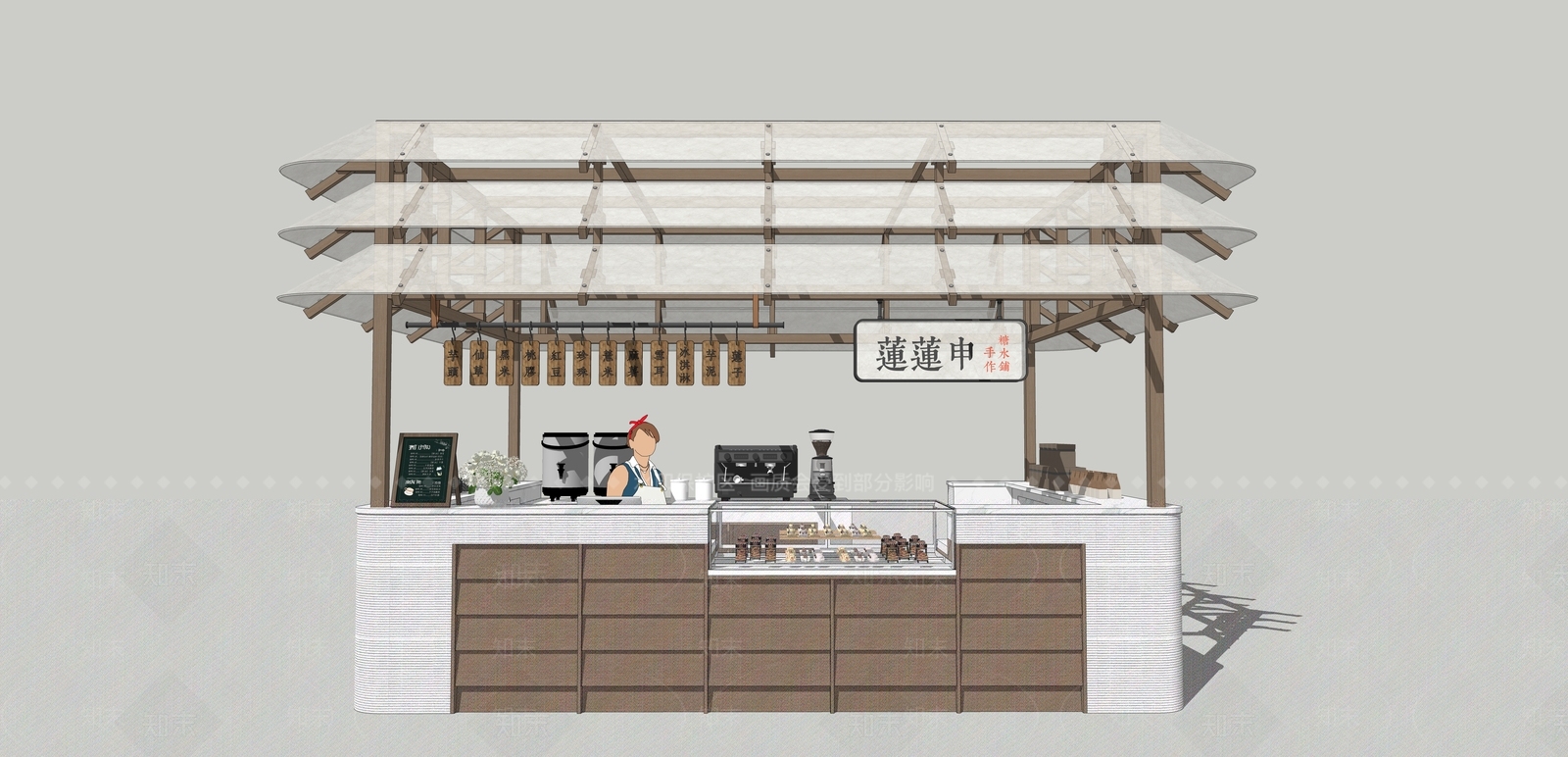 新中式售卖亭SU模型草图