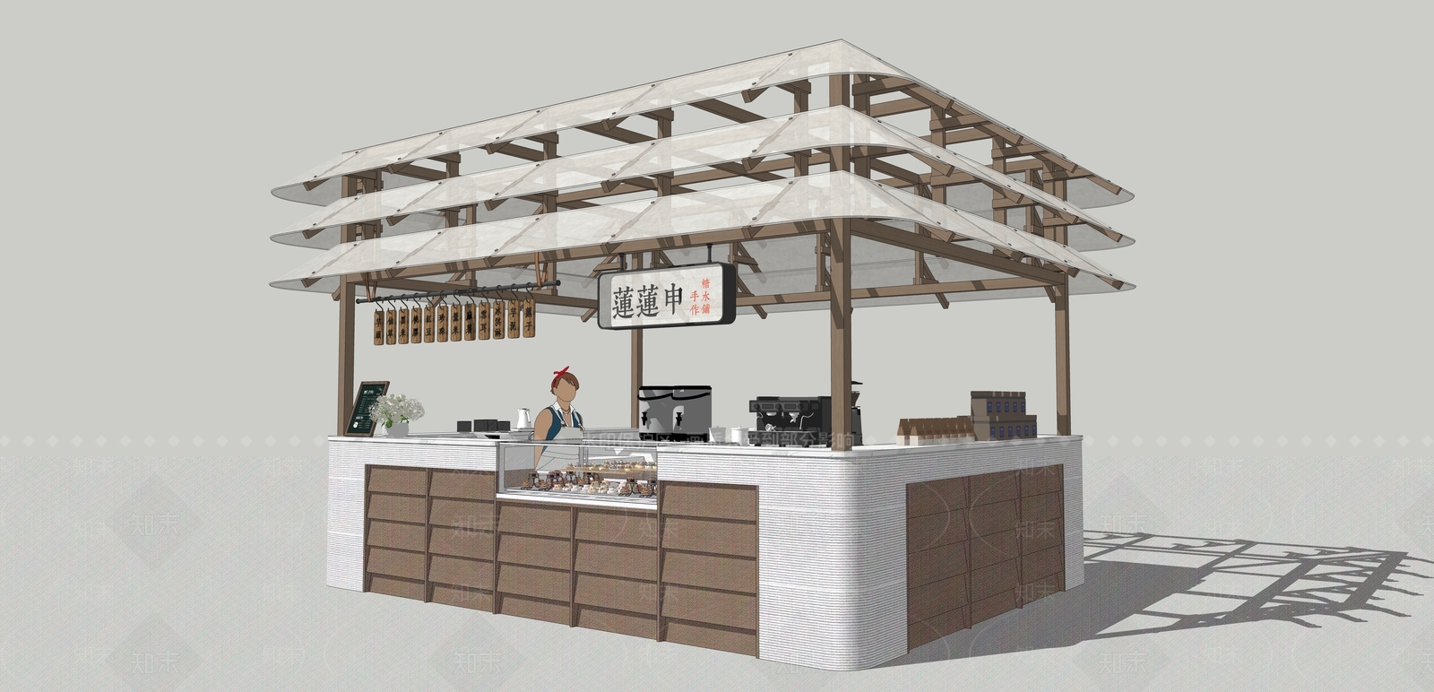 新中式奶茶店SU模型下载【ID:1204738383】