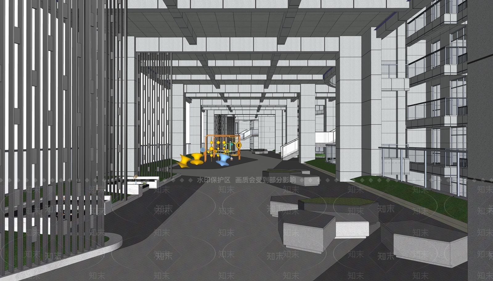 现代屋顶花园SU模型下载【ID:1204739204】