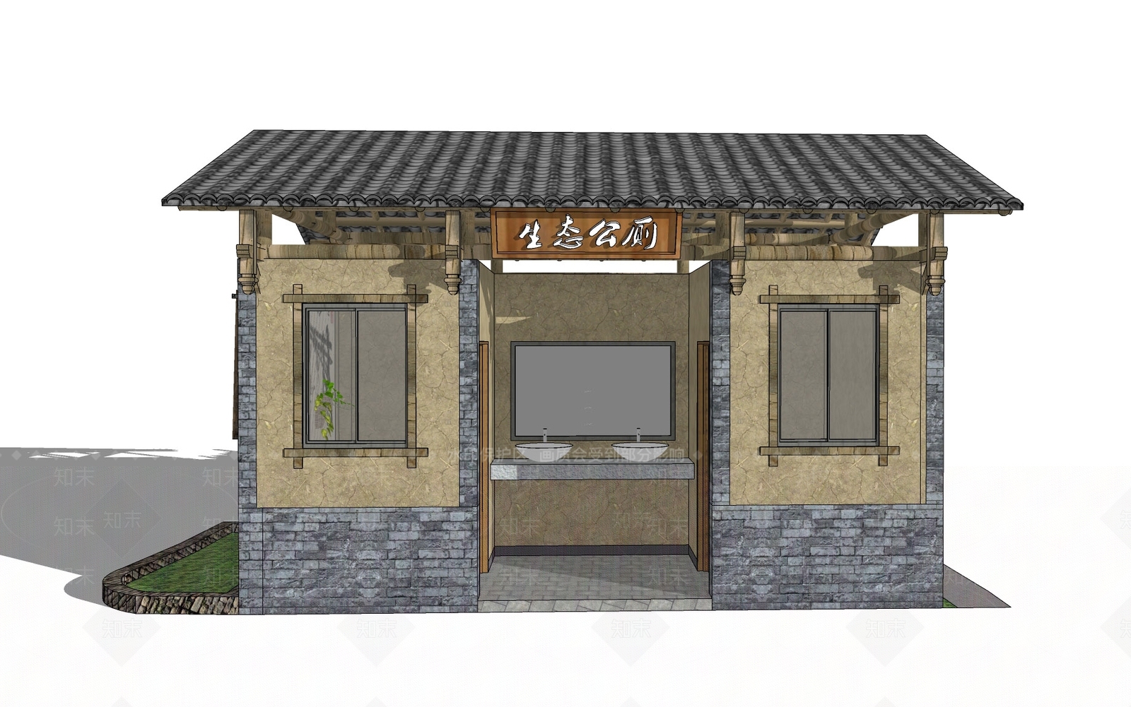 中式小公建SU模型下载【ID:1204739718】