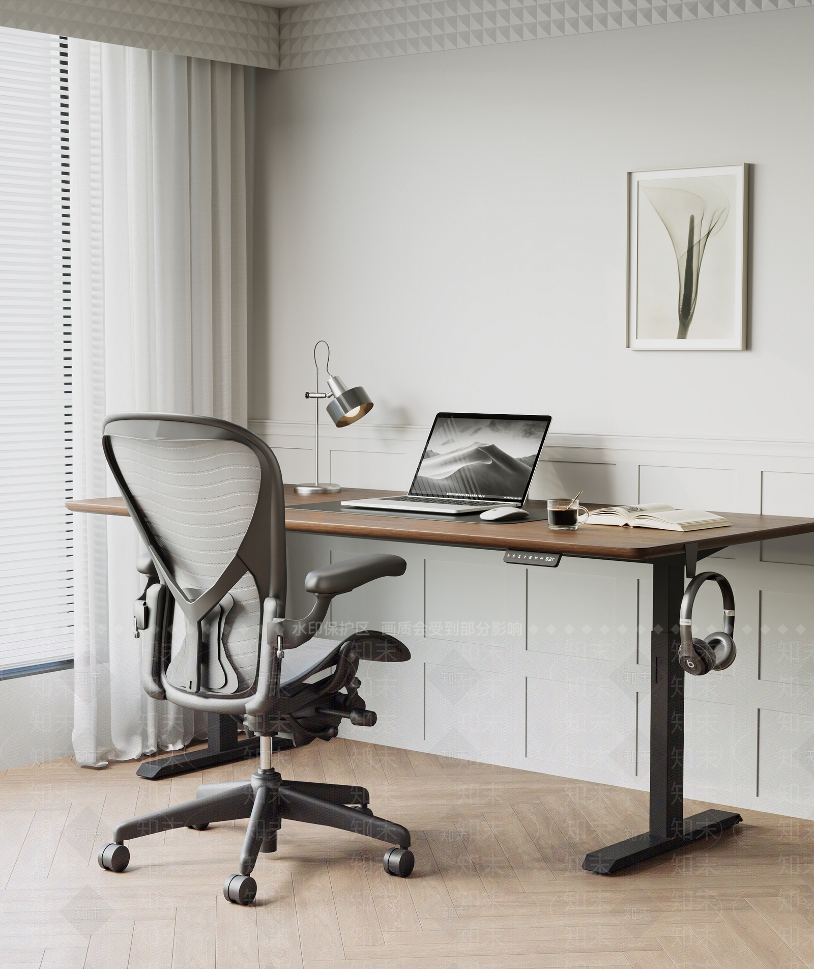 现代法式书桌椅3D模型下载【ID:1204740857】