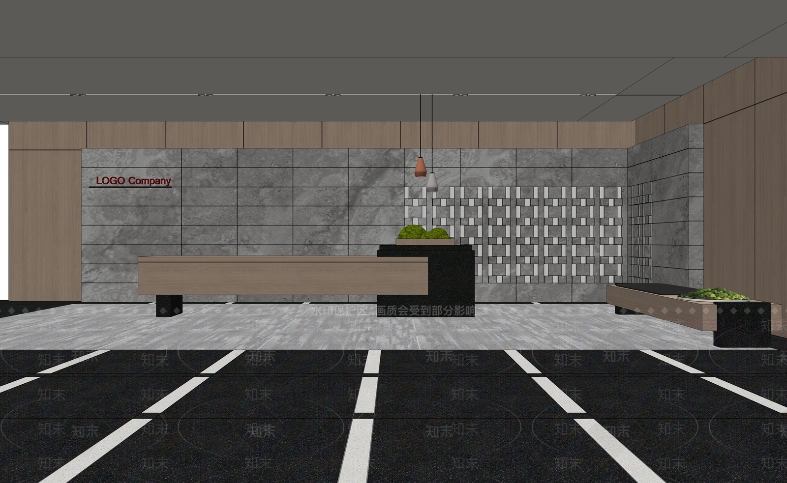 现代办公大堂SU模型下载【ID:1204742999】
