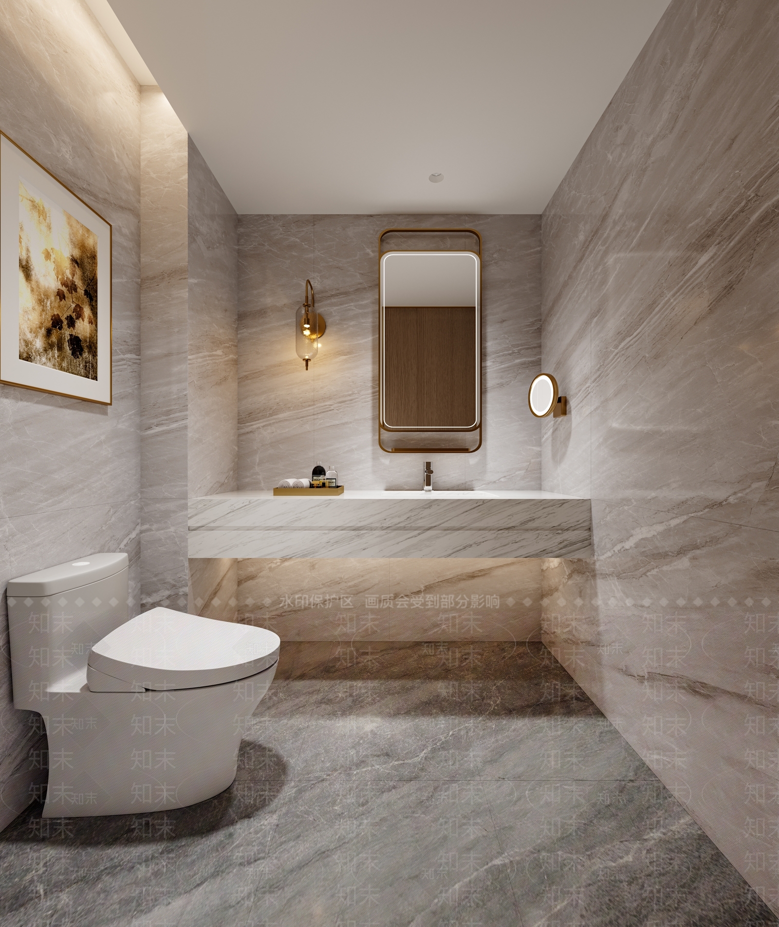 现代新中式酒店卫生间3D模型下载【ID:1204750793】