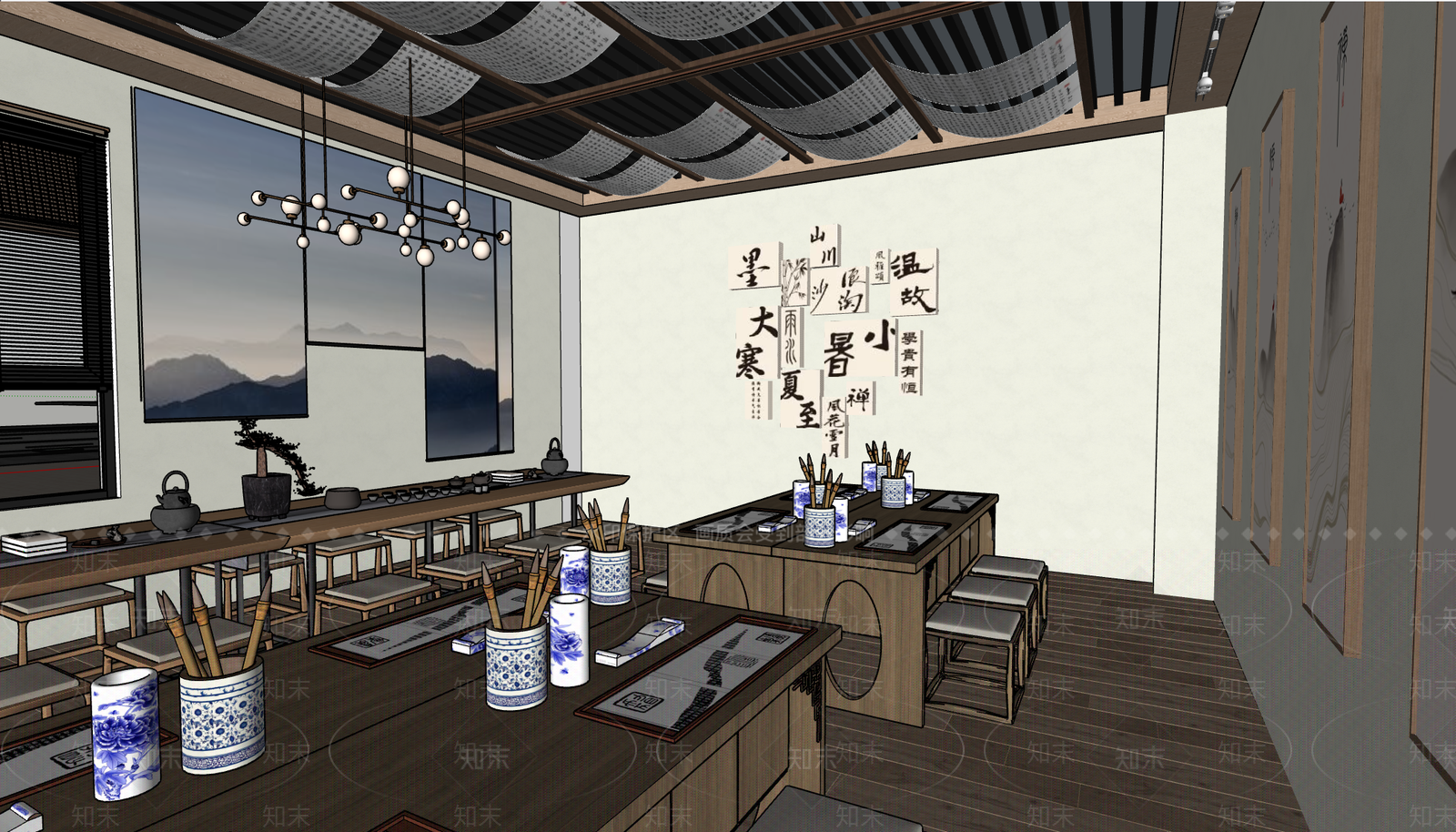 新中式现代其他公共空间SU模型下载【ID:1204746621】