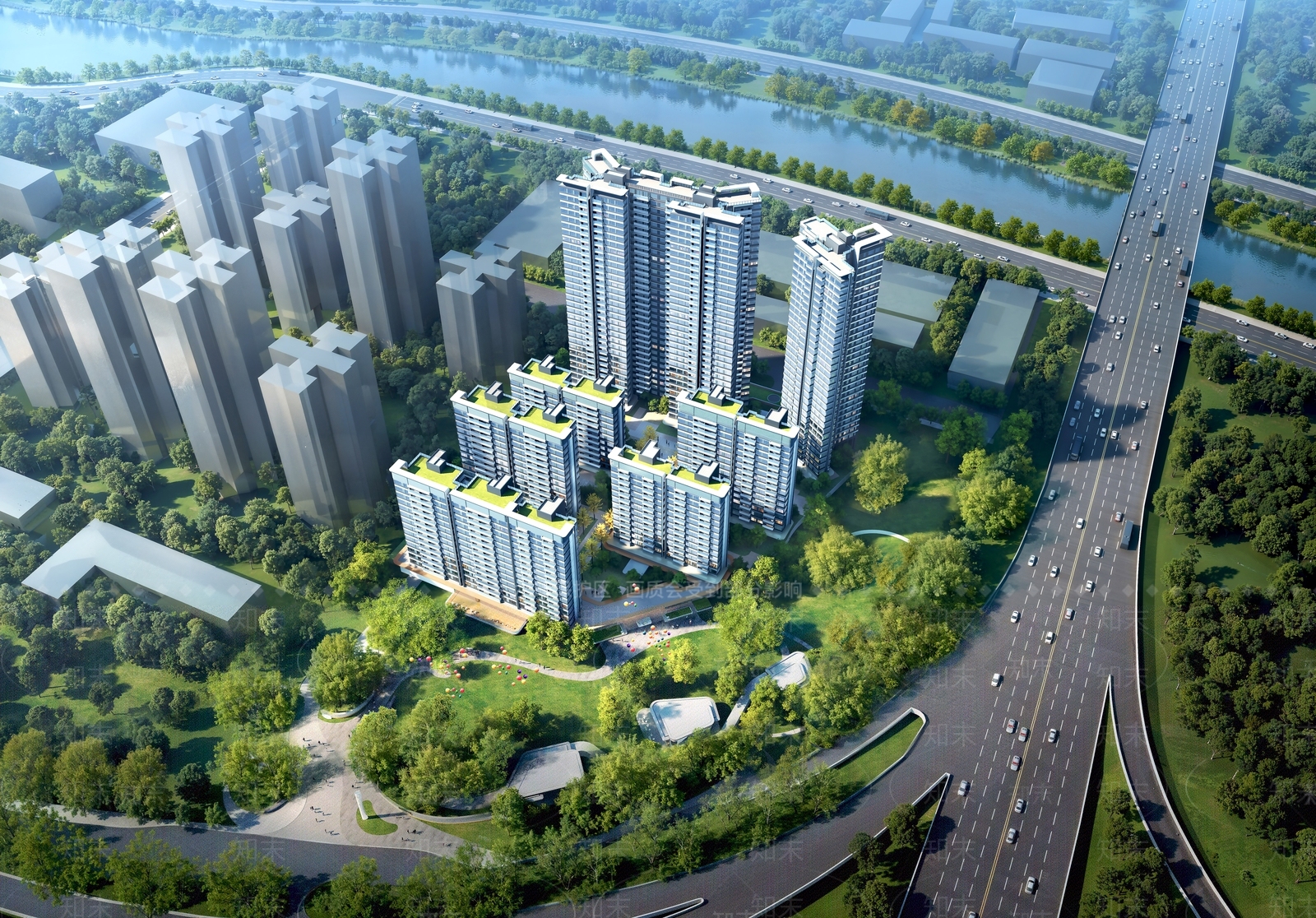 现代高层住宅SU模型下载【ID:1204748422】