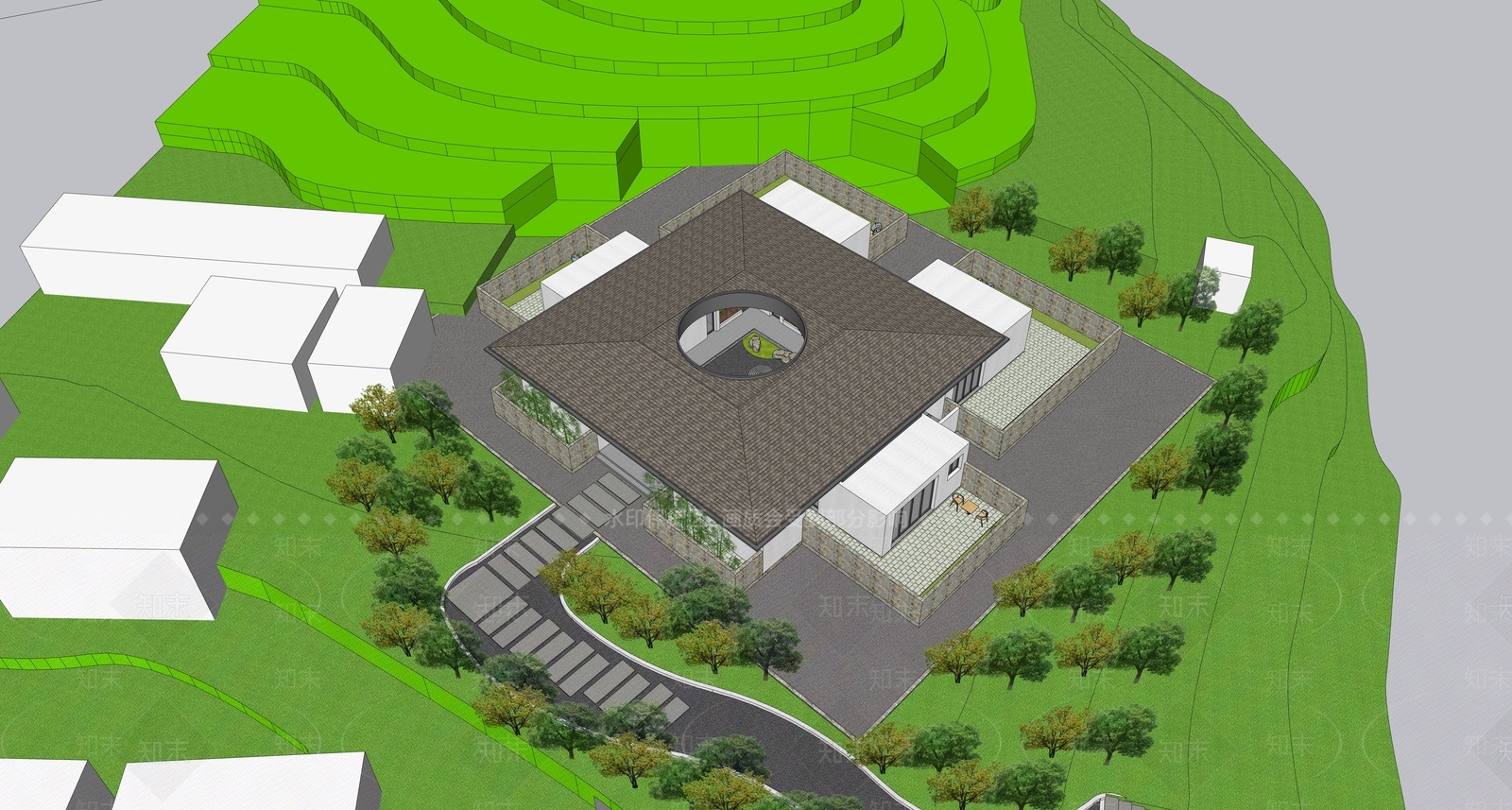 现代禅意小公建SU模型下载【ID:1204748478】