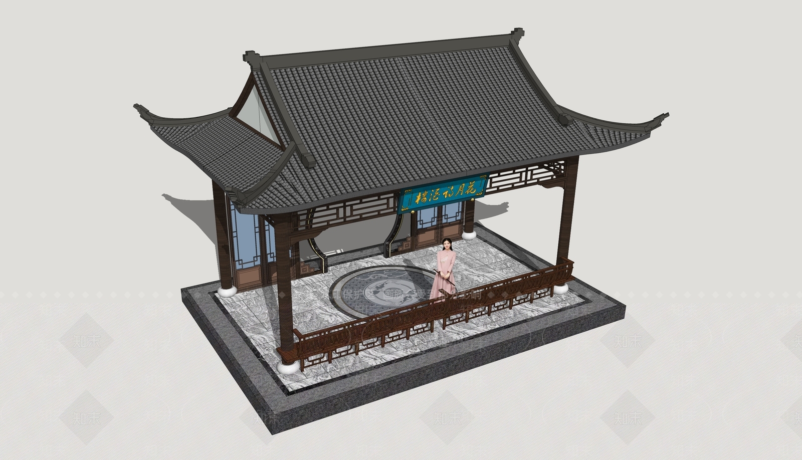 新中式亭子SU模型下载【ID:1204749354】