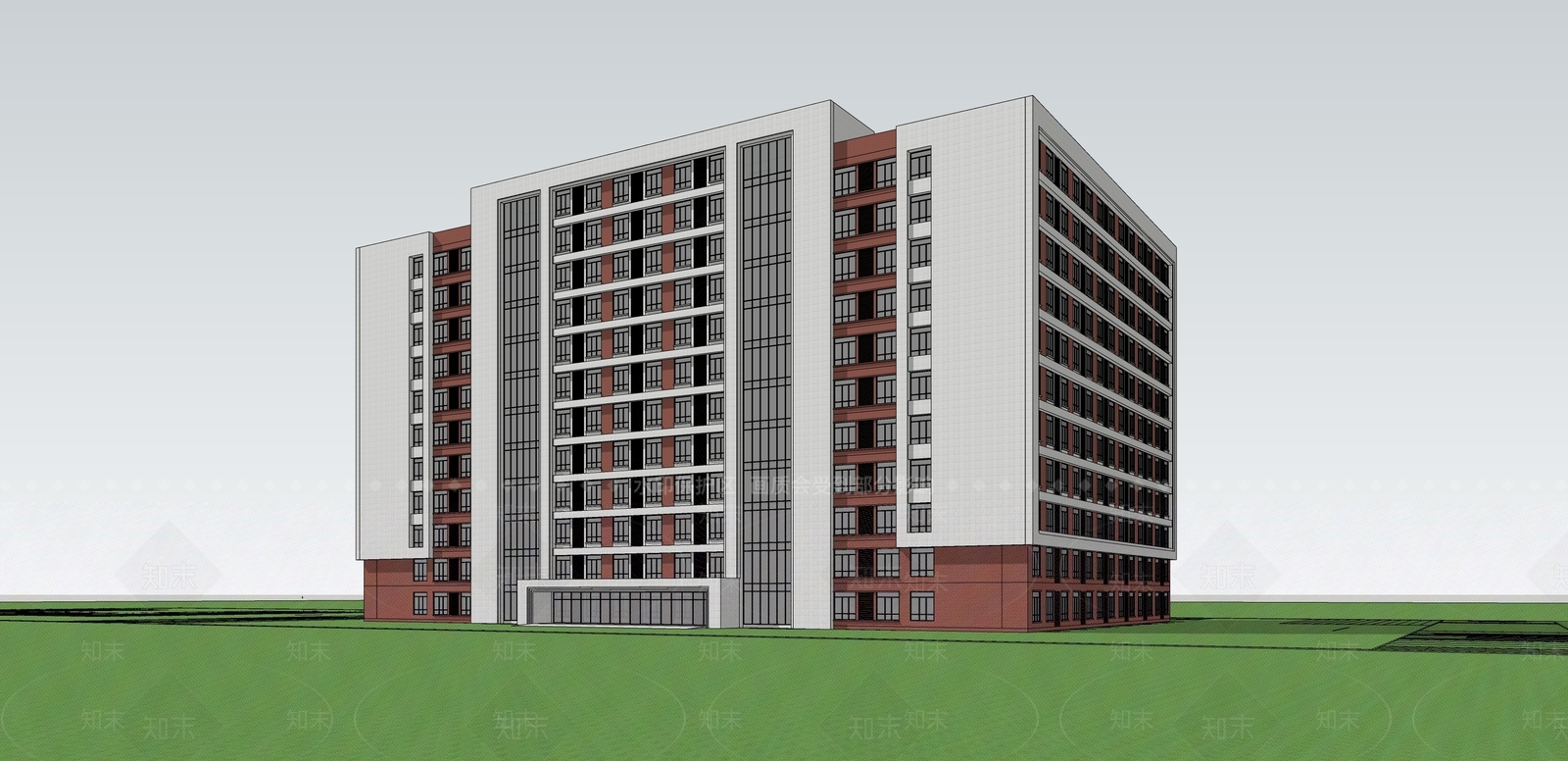 现代学校建筑SU模型下载【ID:1204754060】