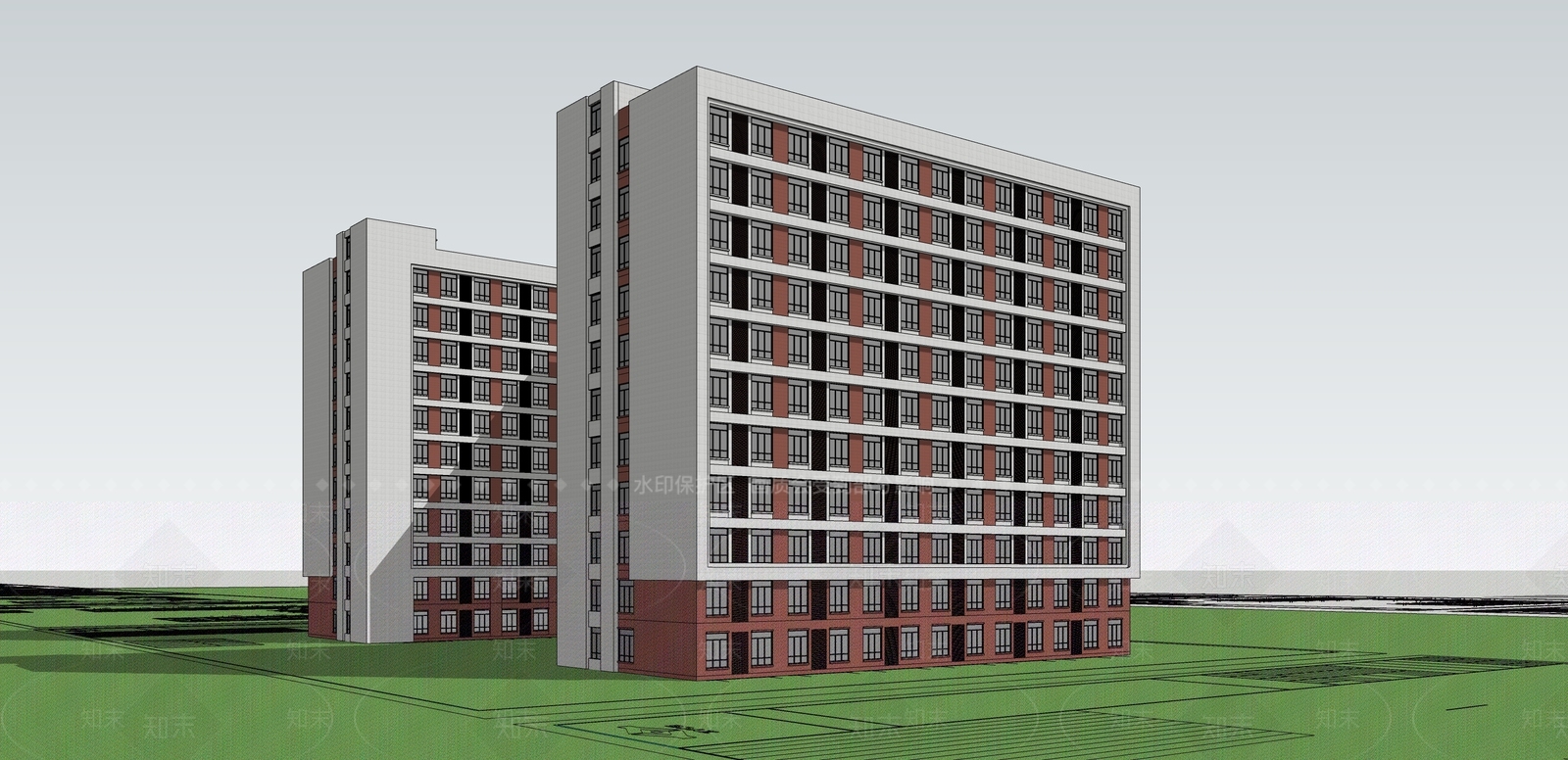 现代学校建筑SU模型下载【ID:1204754060】