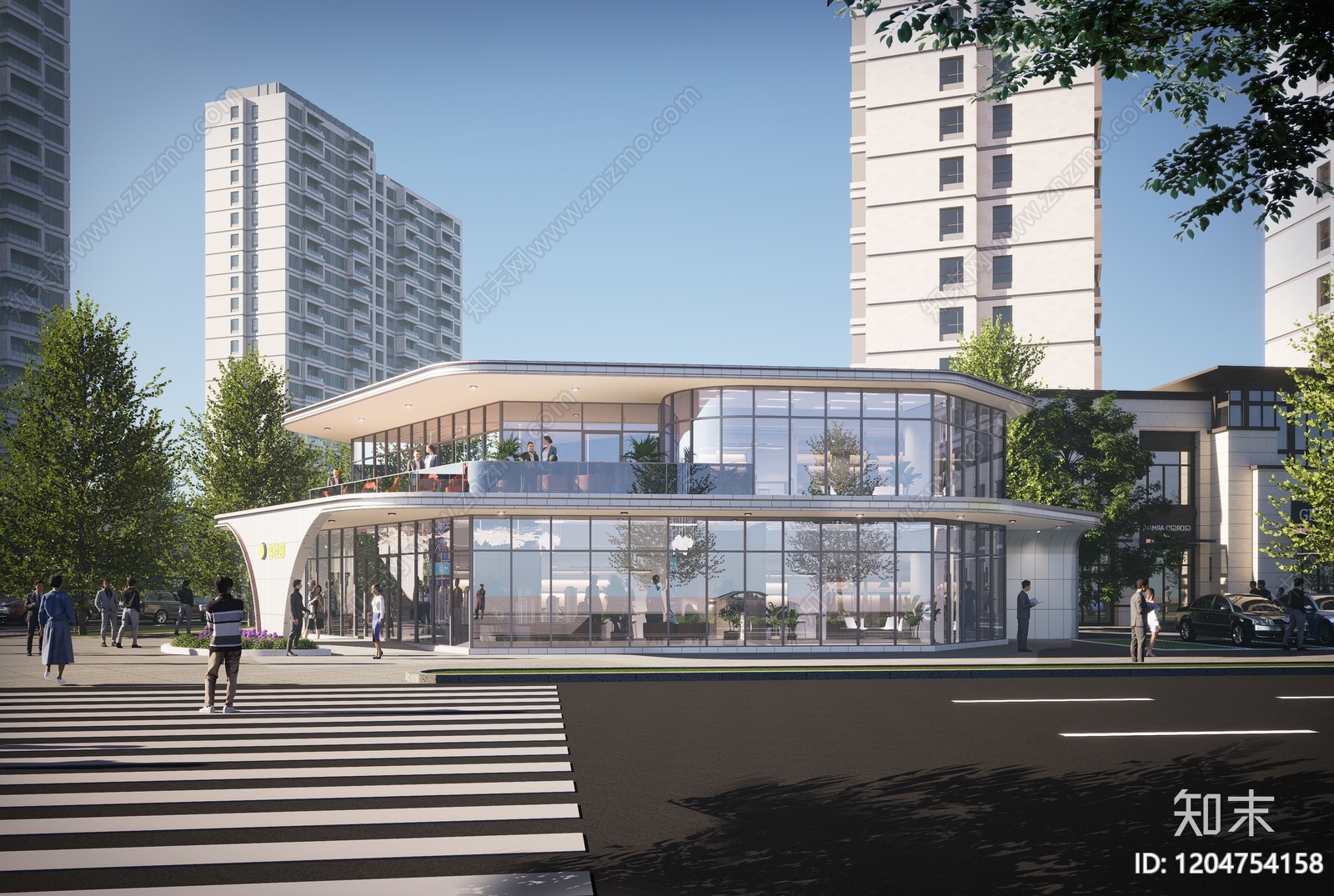 现代售楼处建筑施工图下载【ID:1204754158】