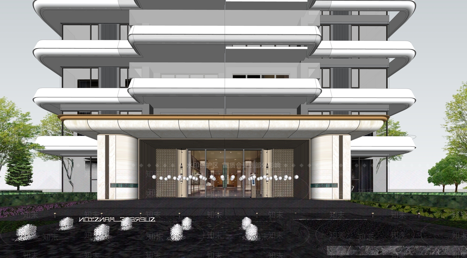 现代高层住宅SU模型下载【ID:1204754656】