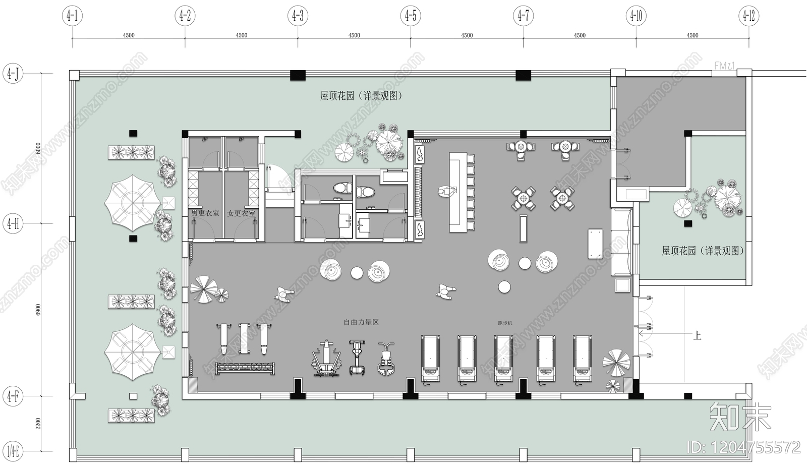 现代健身房施工图下载【ID:1204755572】