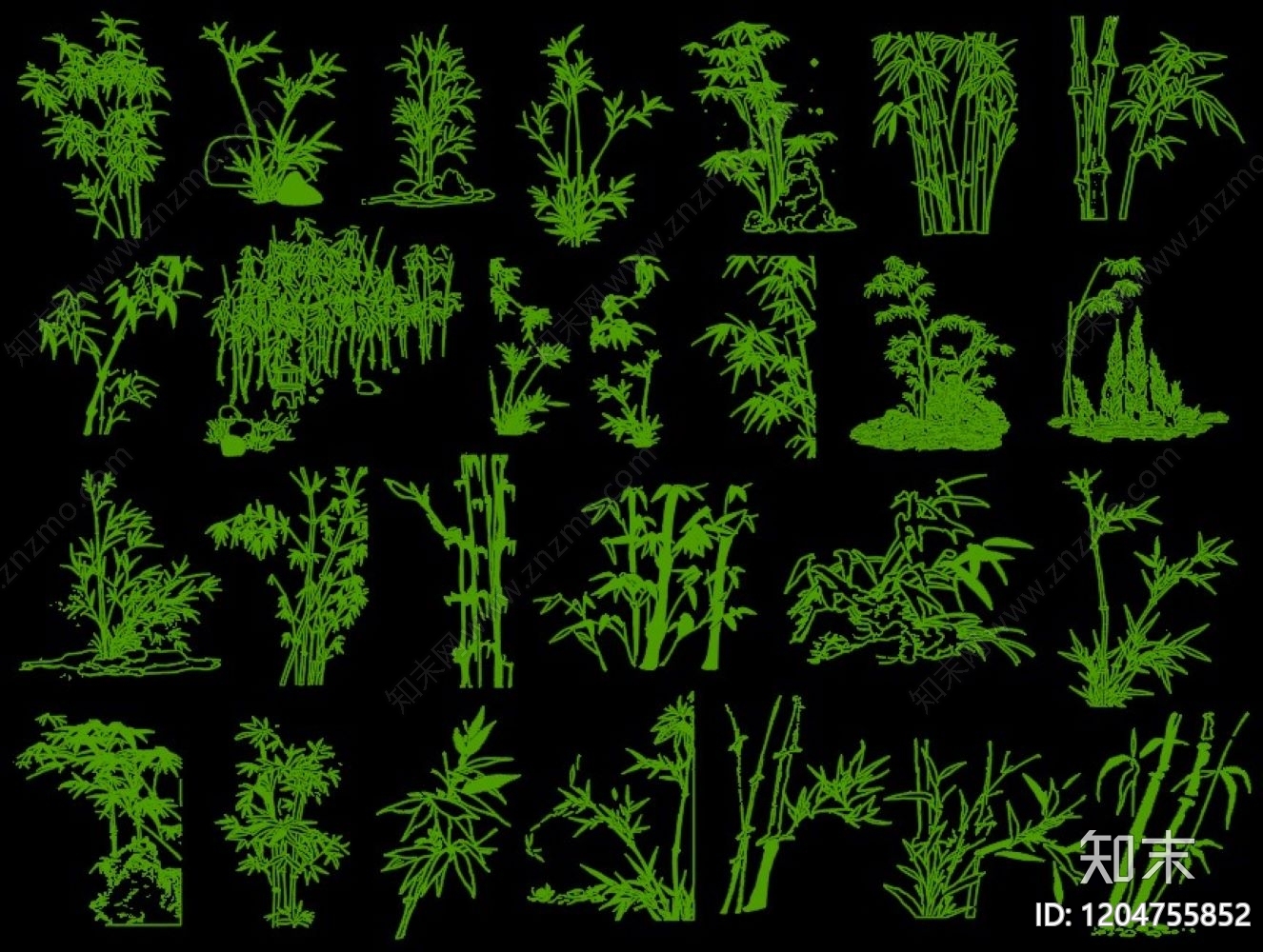 新中式绿植cad施工图下载【ID:1204755852】