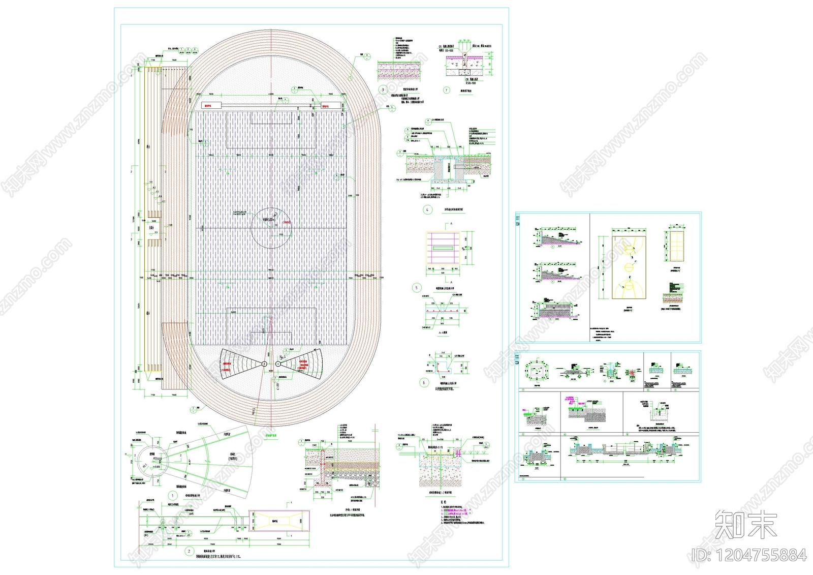 现代操场施工图下载【ID:1204755884】
