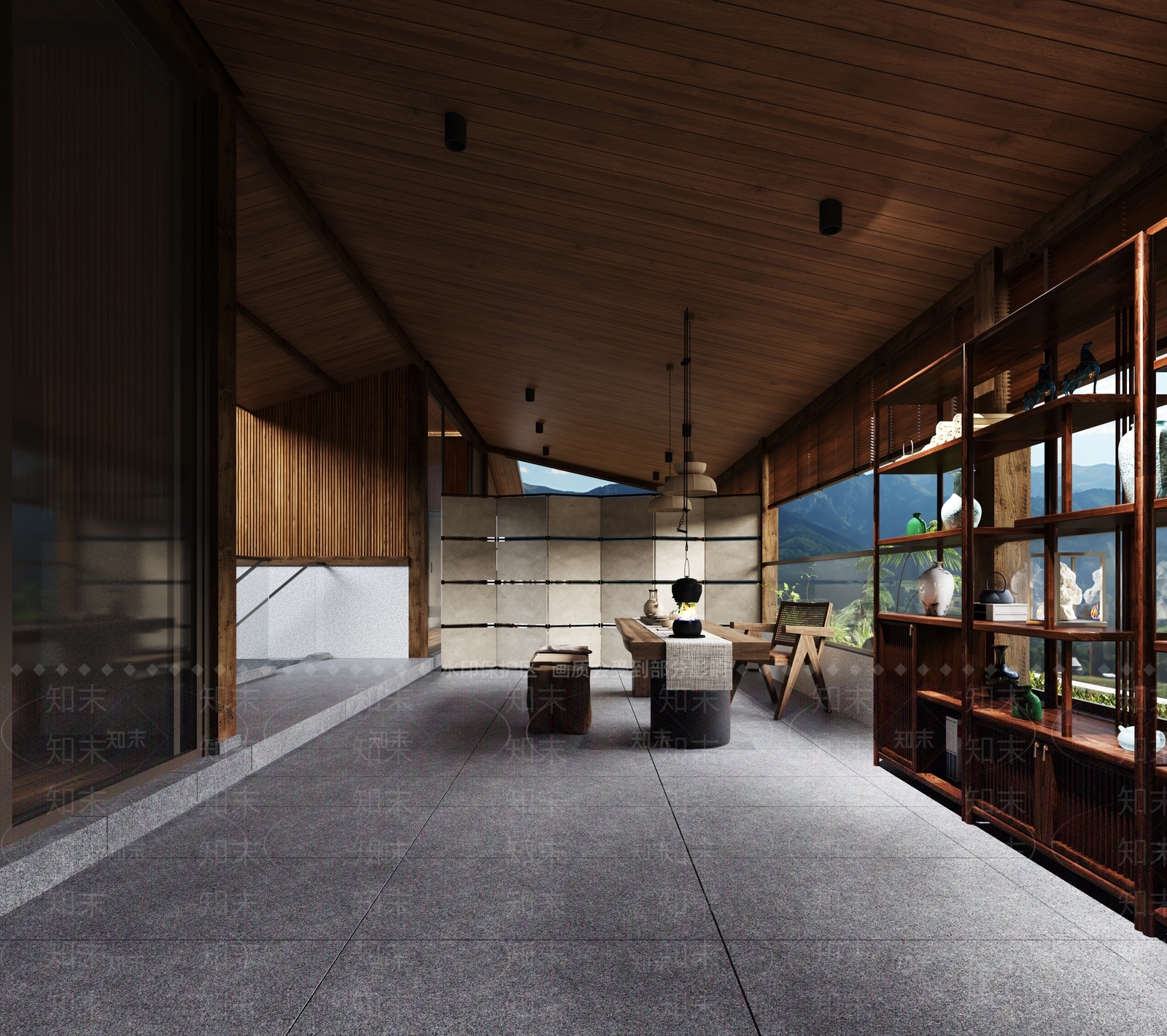 新中式原木民宿3D模型下载【ID:1204763358】