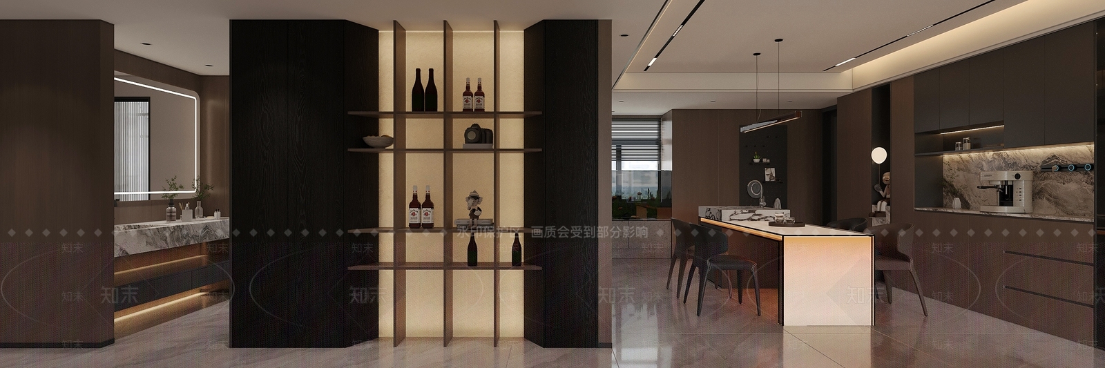 中岛吧台餐桌椅3D模型下载【ID:1227257041】