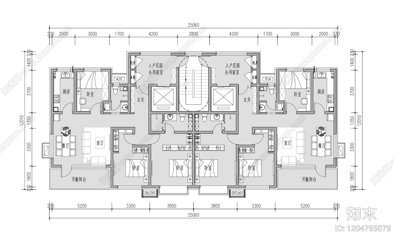 现代住宅楼建筑施工图下载【ID:1204765079】